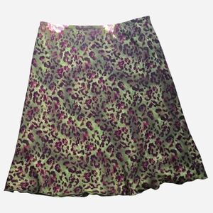 Y2K Vintage SKIRT Pink Green Cheetah Floral Boho 2000s Size Medium